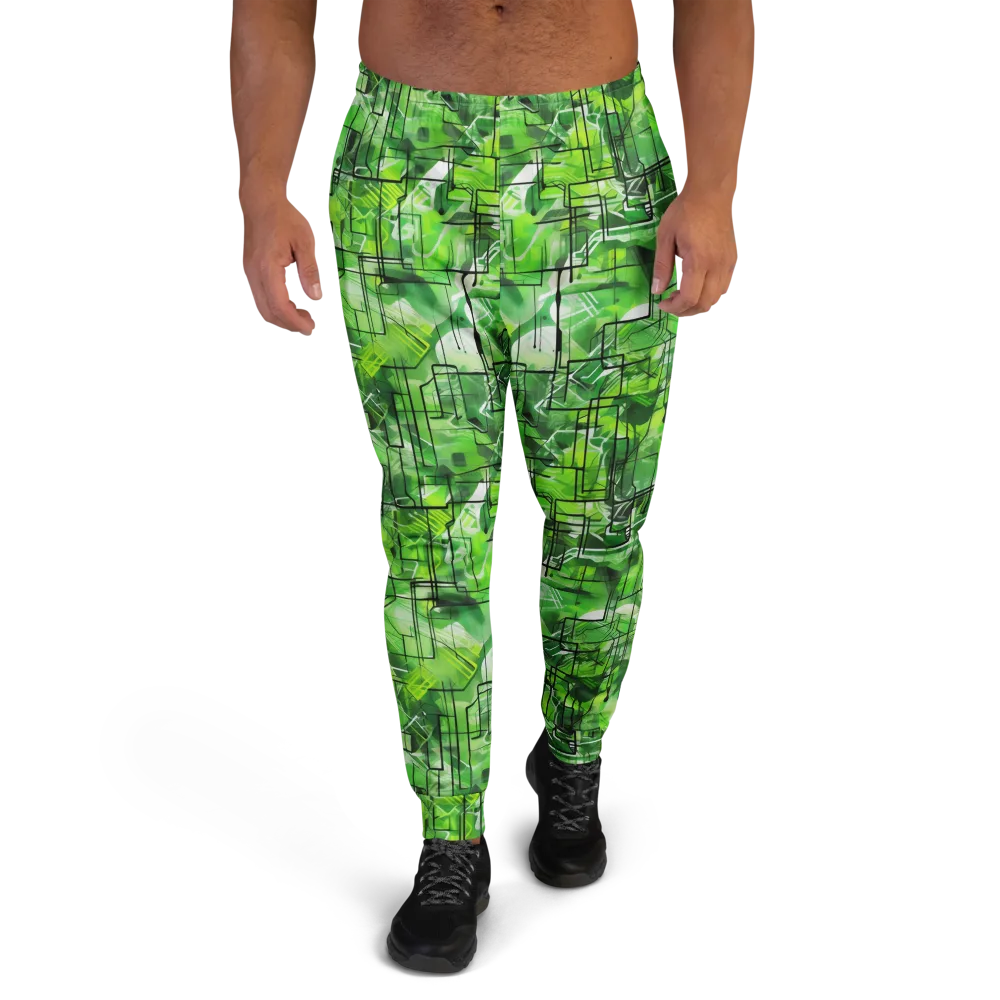 Lime Geometry on Men's Joggers — Front
