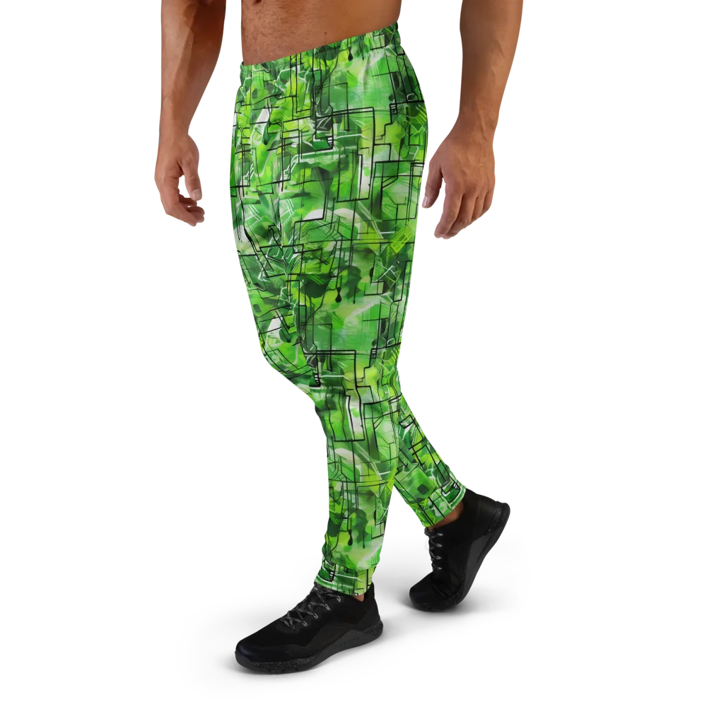 Lime Geometry on Men's Joggers — Left