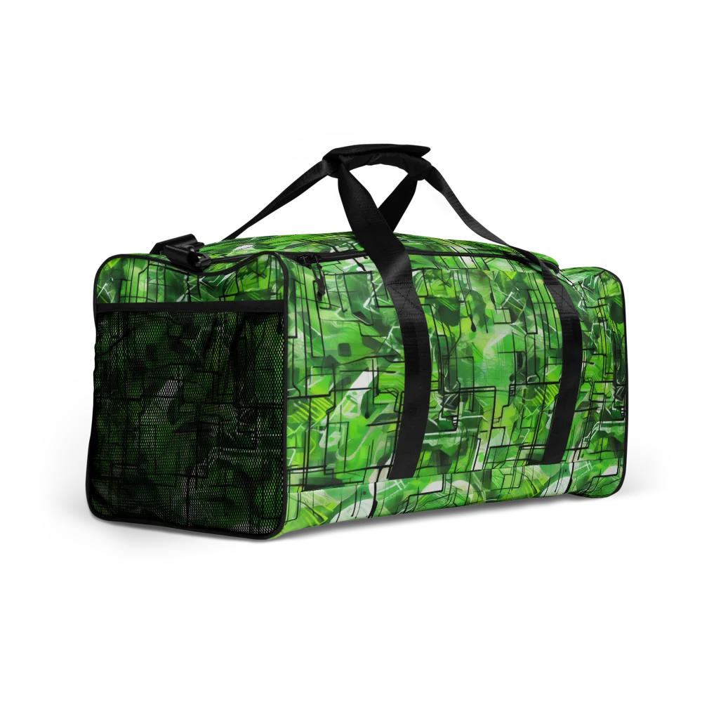 Lime Geometry on Duffle Bag — Right Front