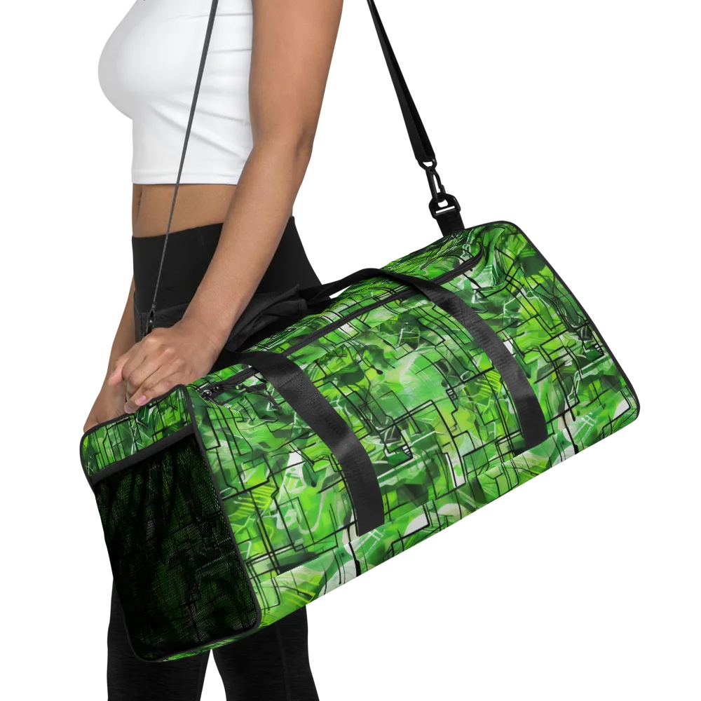 Lime Geometry on Duffle Bag — Front