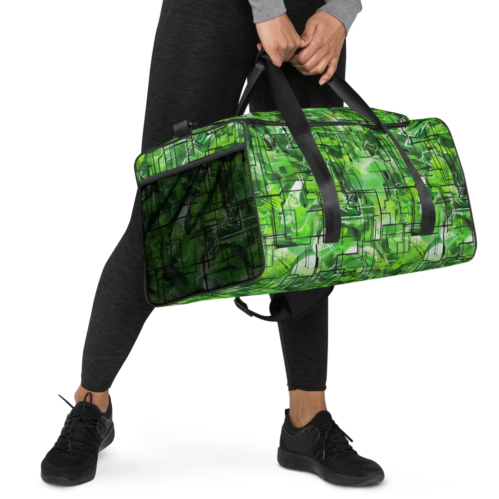 Lime Geometry on Duffle Bag — Right Front