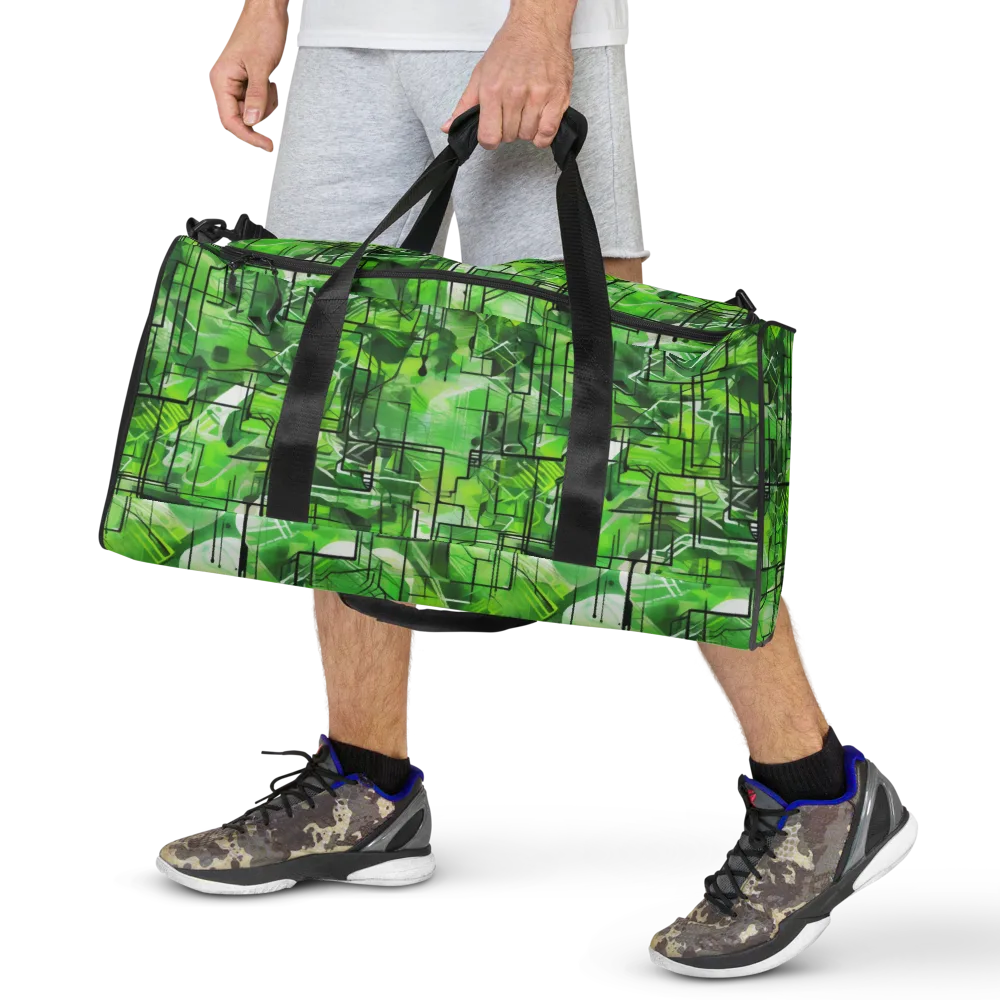Lime Geometry on Duffle Bag — Front