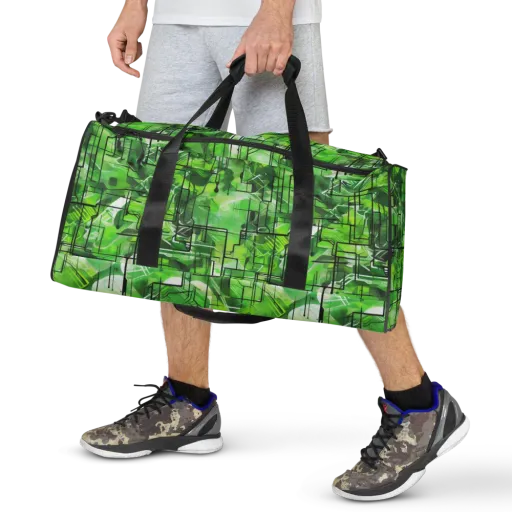 Lime Geometry on a Duffle Bag