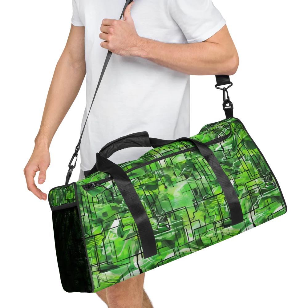 Lime Geometry on Duffle Bag — Right Front