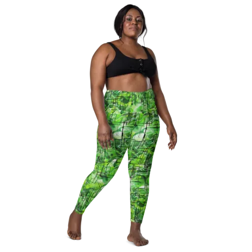 Lime Geometry on a Leggings with Pockets
