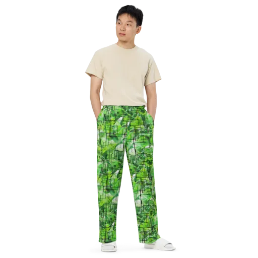 Lime Geometry on a Wide-Leg Pants