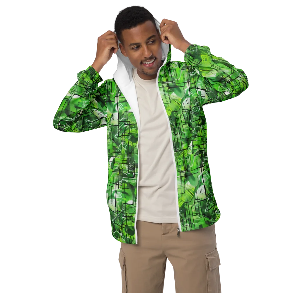 Lime Geometry on Men's Windbreaker — Front