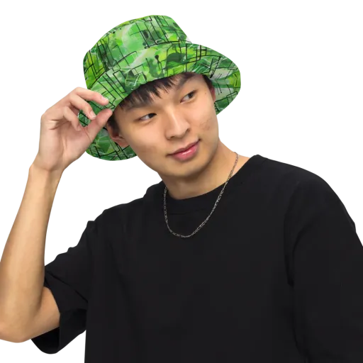 Lime Geometry on a Reversible Bucket Hat