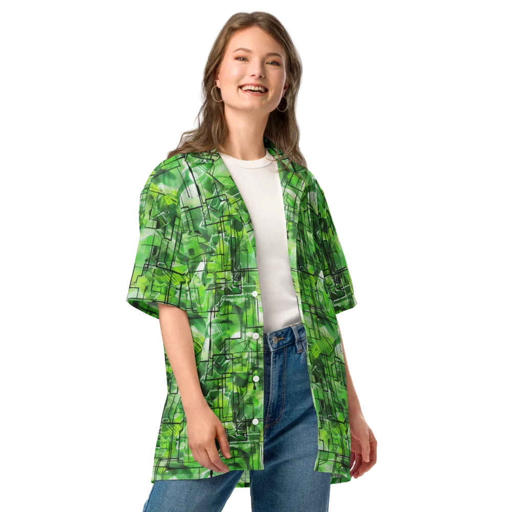 Lime Geometry on Button Shirt — Front