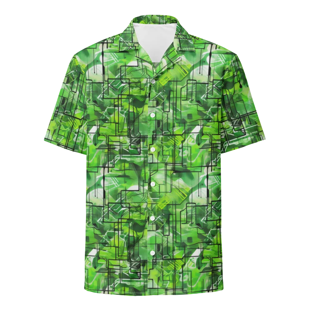 Lime Geometry on Button Shirt — Front