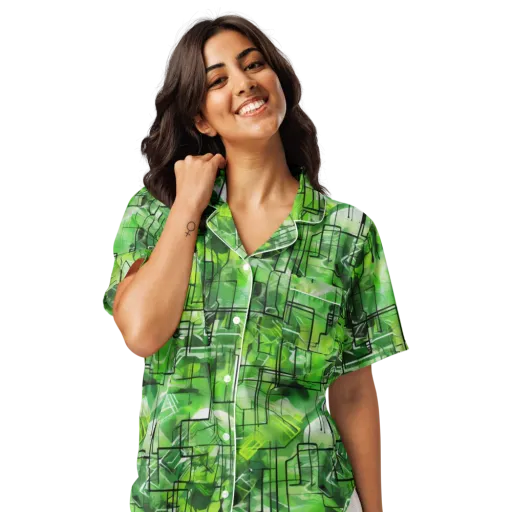 Lime Geometry on a Women's Short Sleeve Pajama Top