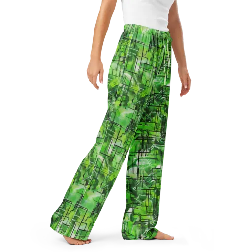Lime Geometry on a Women's Pajama Pants