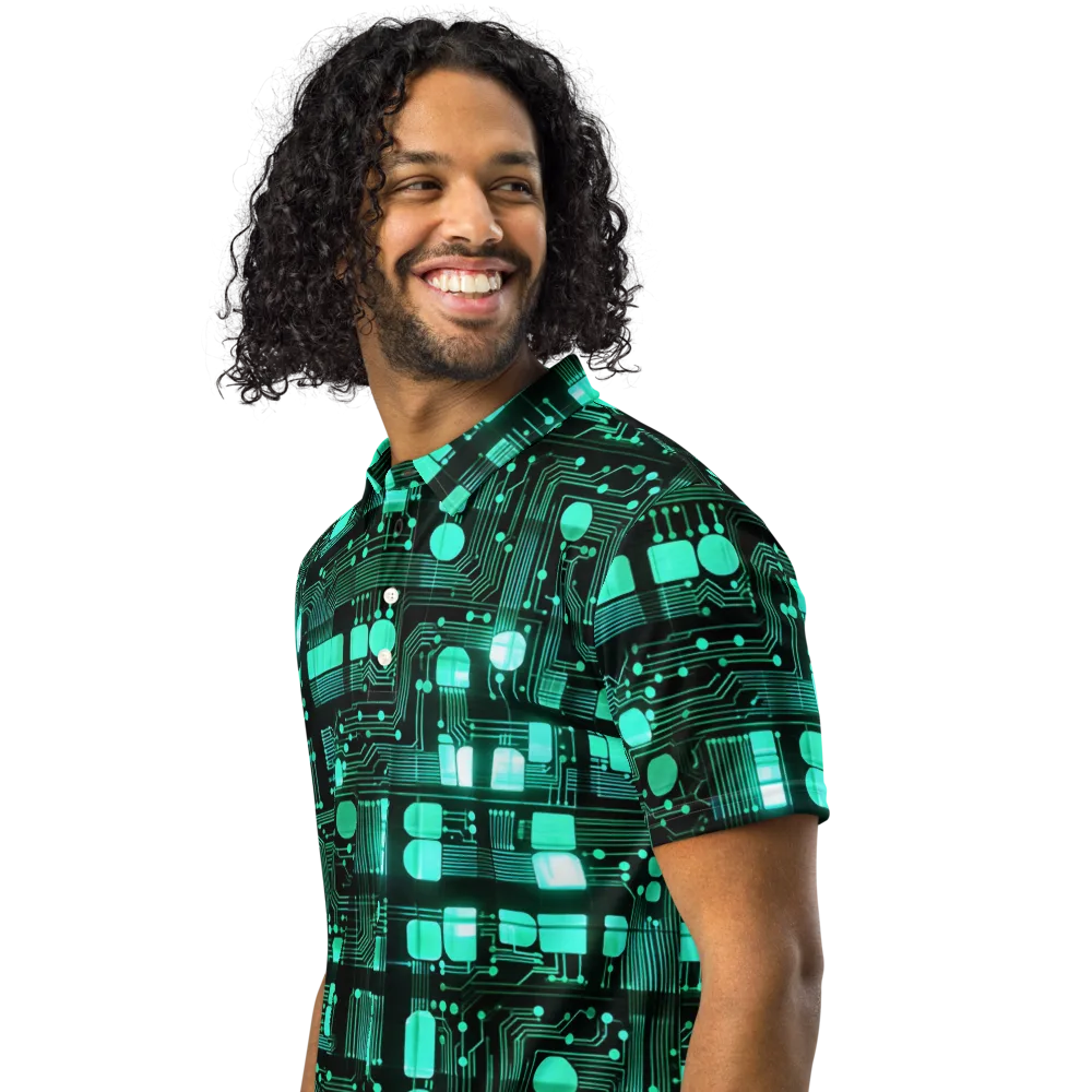 Silicon Bloom on Men's Slim Fit Polo Shirt — Left Front
