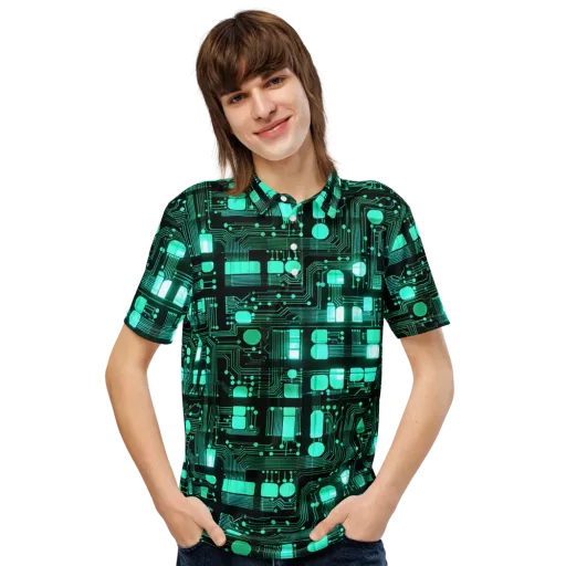 Silicon Bloom on a Men's Slim Fit Polo Shirt