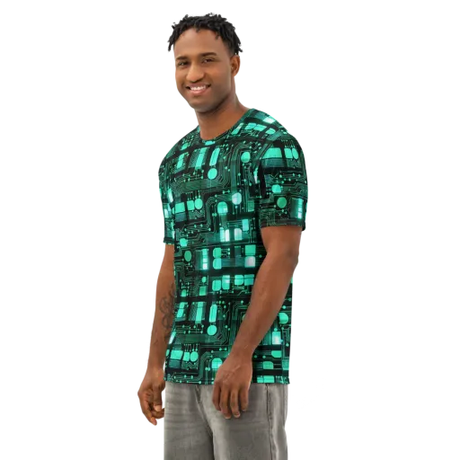 Silicon Bloom on a Men's Cotton Crew Neck T-Shirt