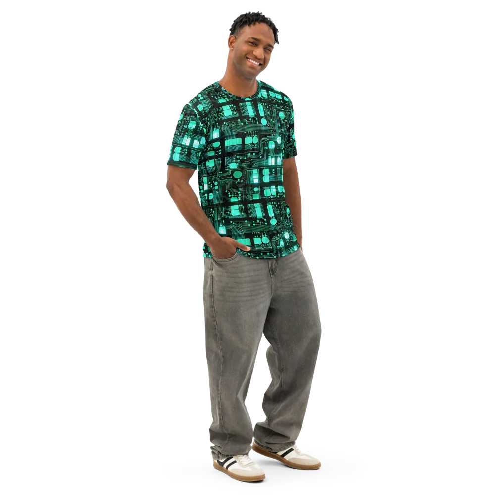 Silicon Bloom on Men's Cotton Crew Neck T-Shirt — Right Front