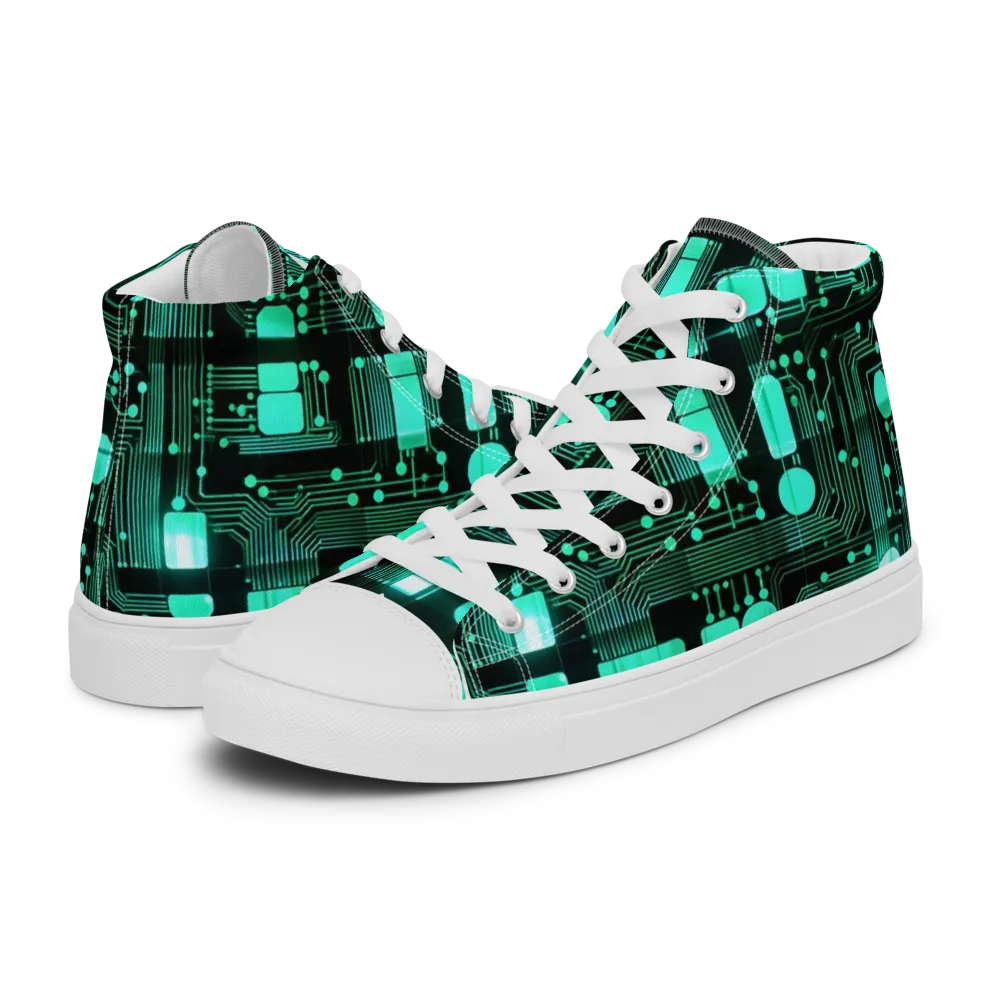 Silicon Bloom on Men's High Top Canvas Shoes — Left