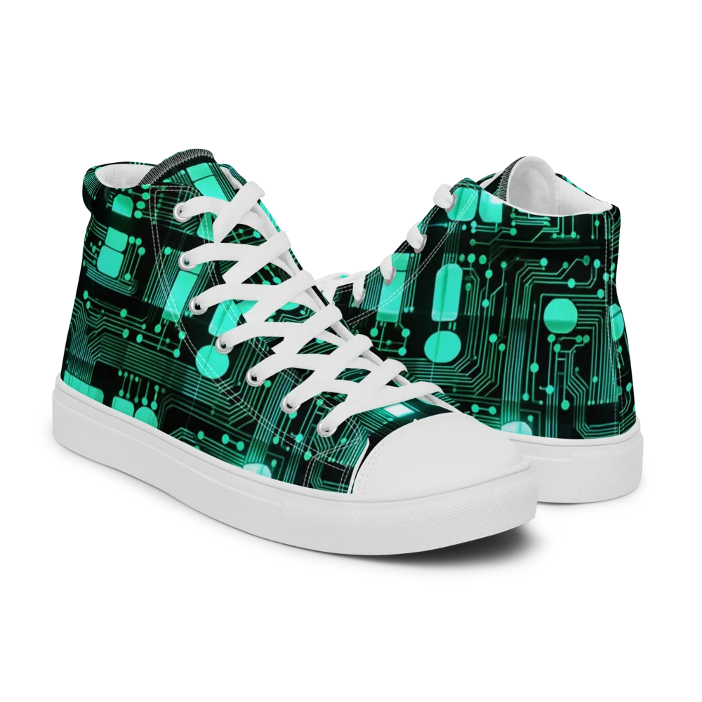 Silicon Bloom on Men's High Top Canvas Shoes — Right