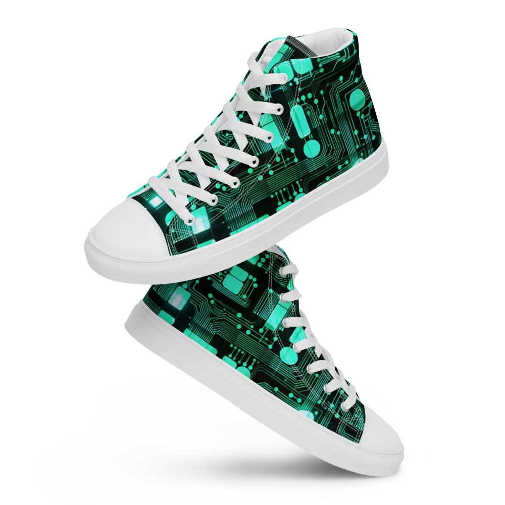 Silicon Bloom on Men's High Top Canvas Shoes — Front