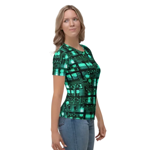 Silicon Bloom on a Women's Crew Neck T-Shirt
