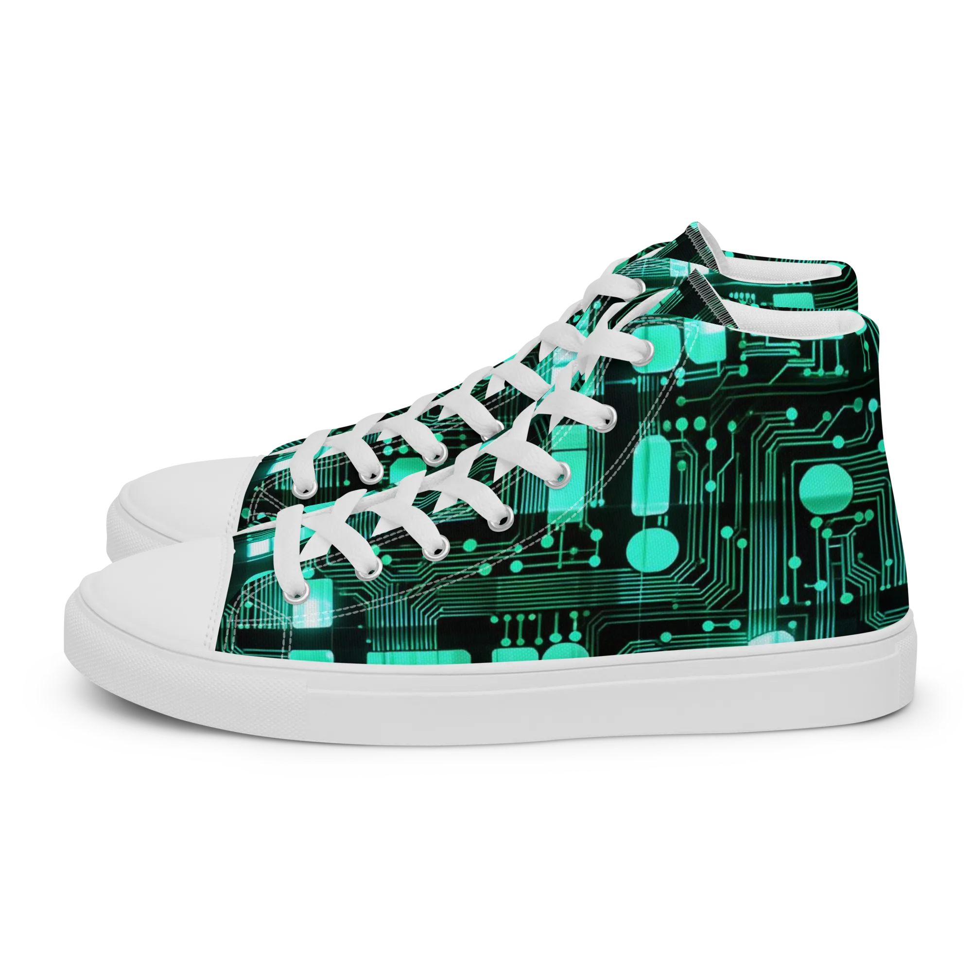 Silicon Bloom on Women's High Top Canvas Shoes — Left