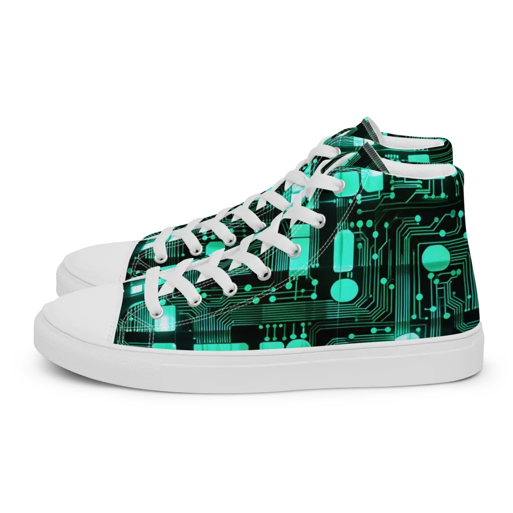 Silicon Bloom on Women's High Top Canvas Shoes — Left