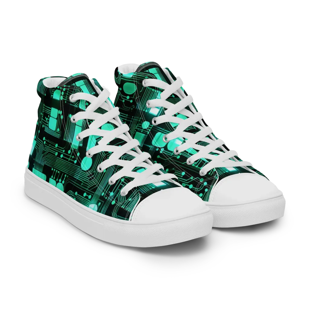 Silicon Bloom on Women's High Top Canvas Shoes — Right Front