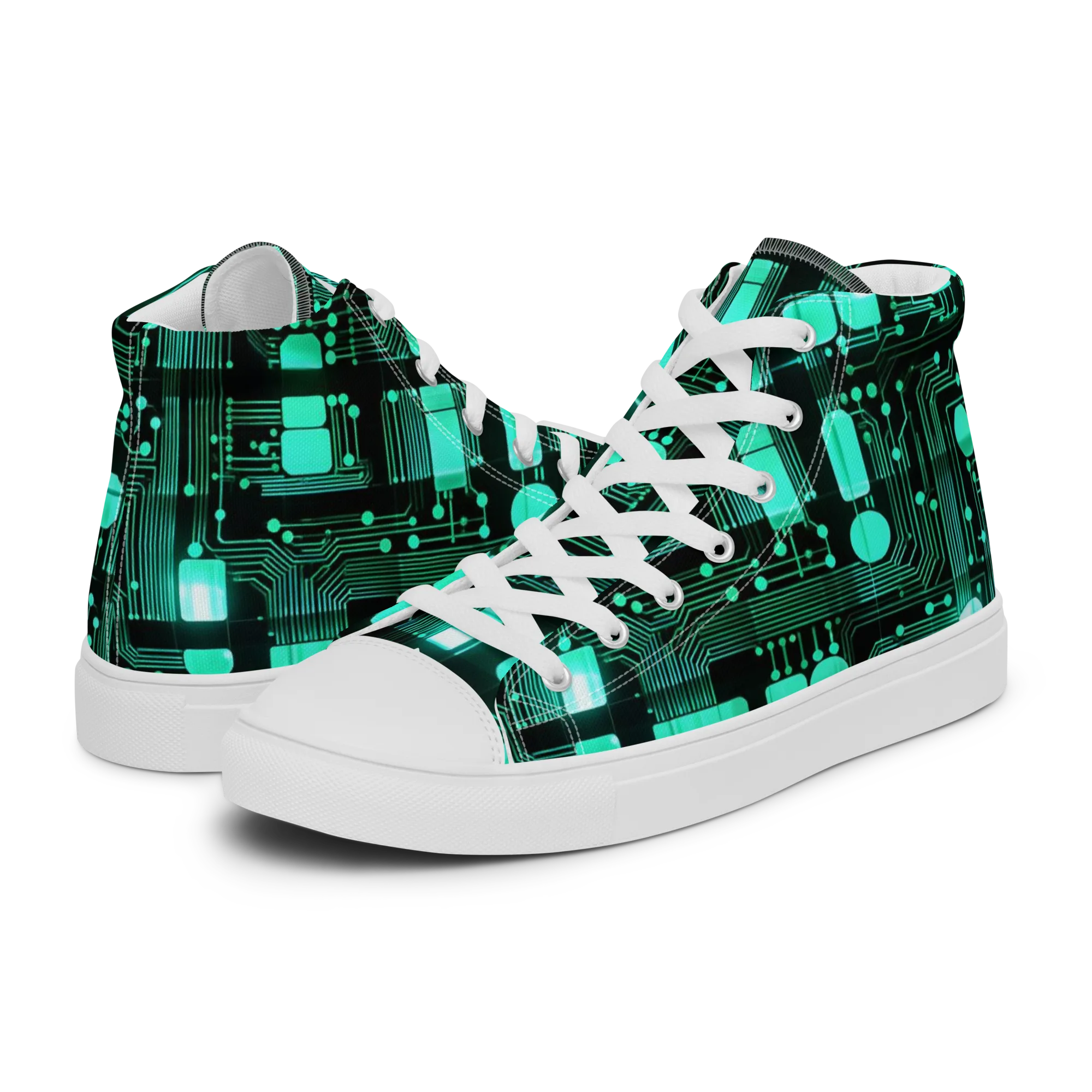 Silicon Bloom on Women's High Top Canvas Shoes — Left