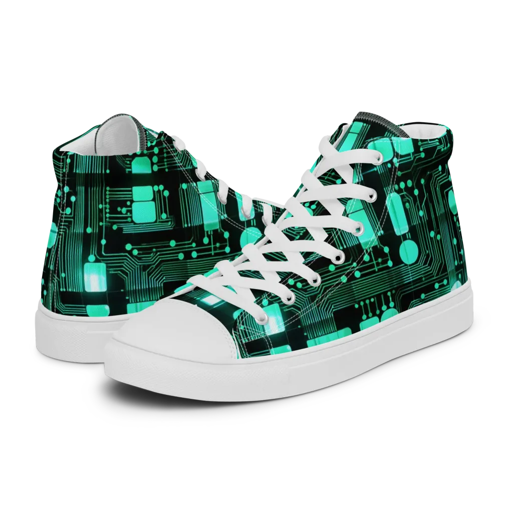 Silicon Bloom on Women's High Top Canvas Shoes — Left
