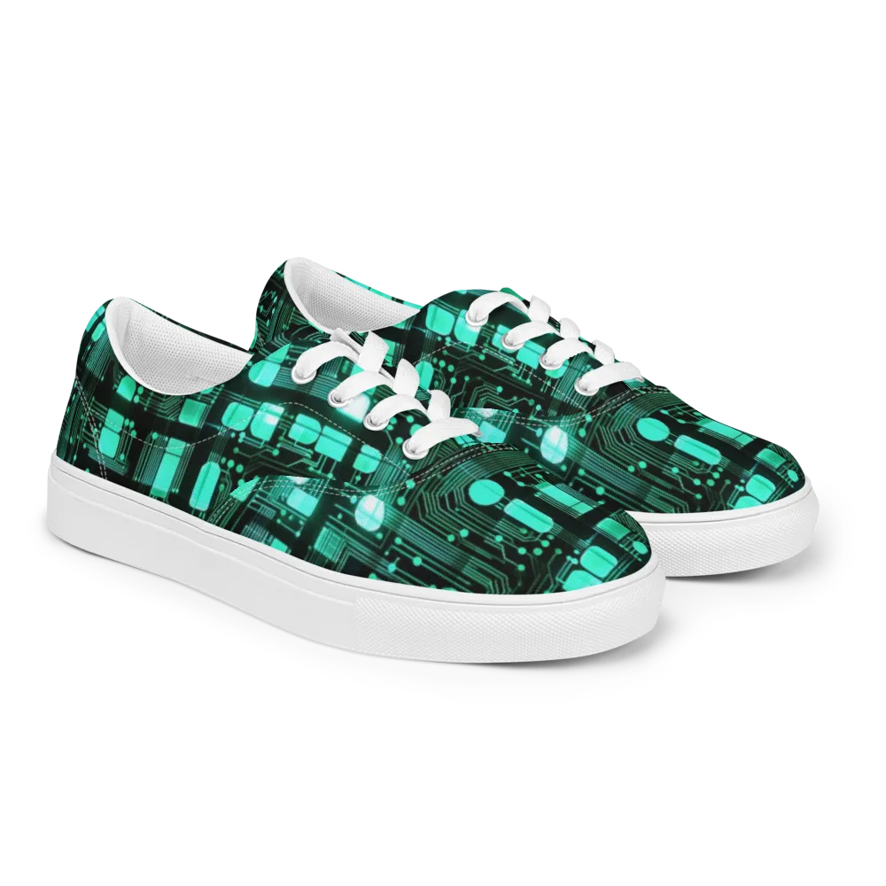 Silicon Bloom on Men's Lace-Up Canvas Shoes — Right Front