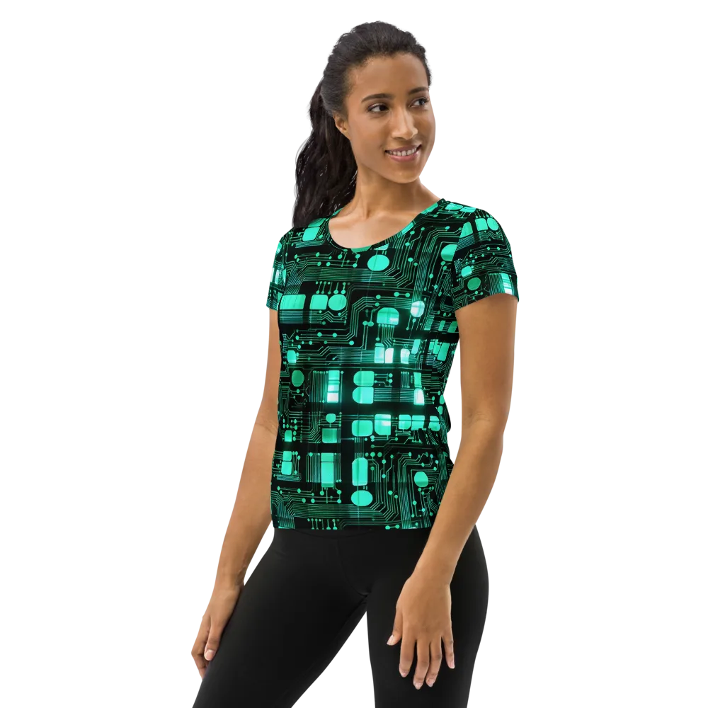 Silicon Bloom on Women's Athletic T-Shirt — Left