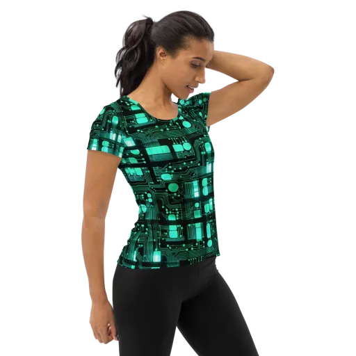 Silicon Bloom on a Women's Athletic T-Shirt
