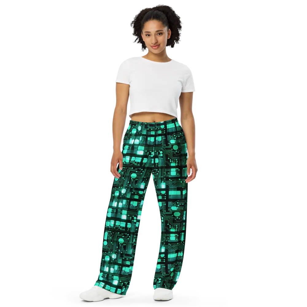 Silicon Bloom on Wide-Leg Pants — Front