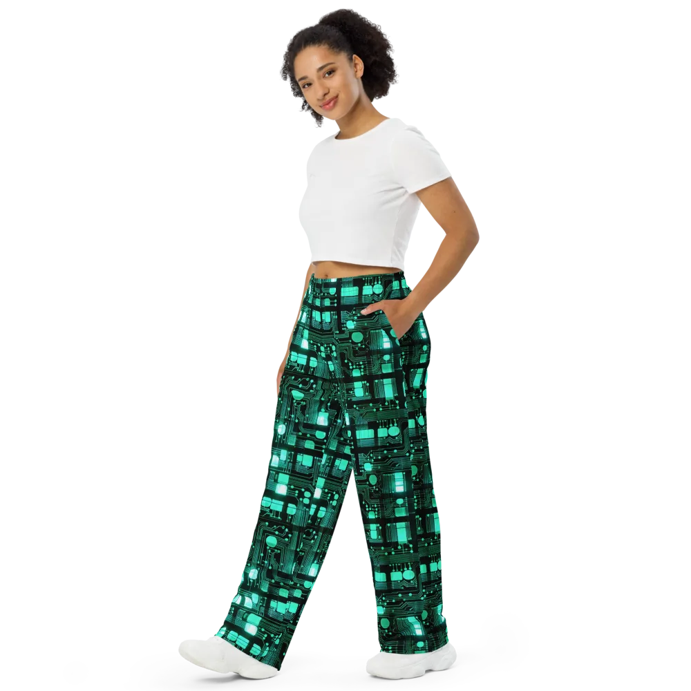 Silicon Bloom on Wide-Leg Pants — Left Front