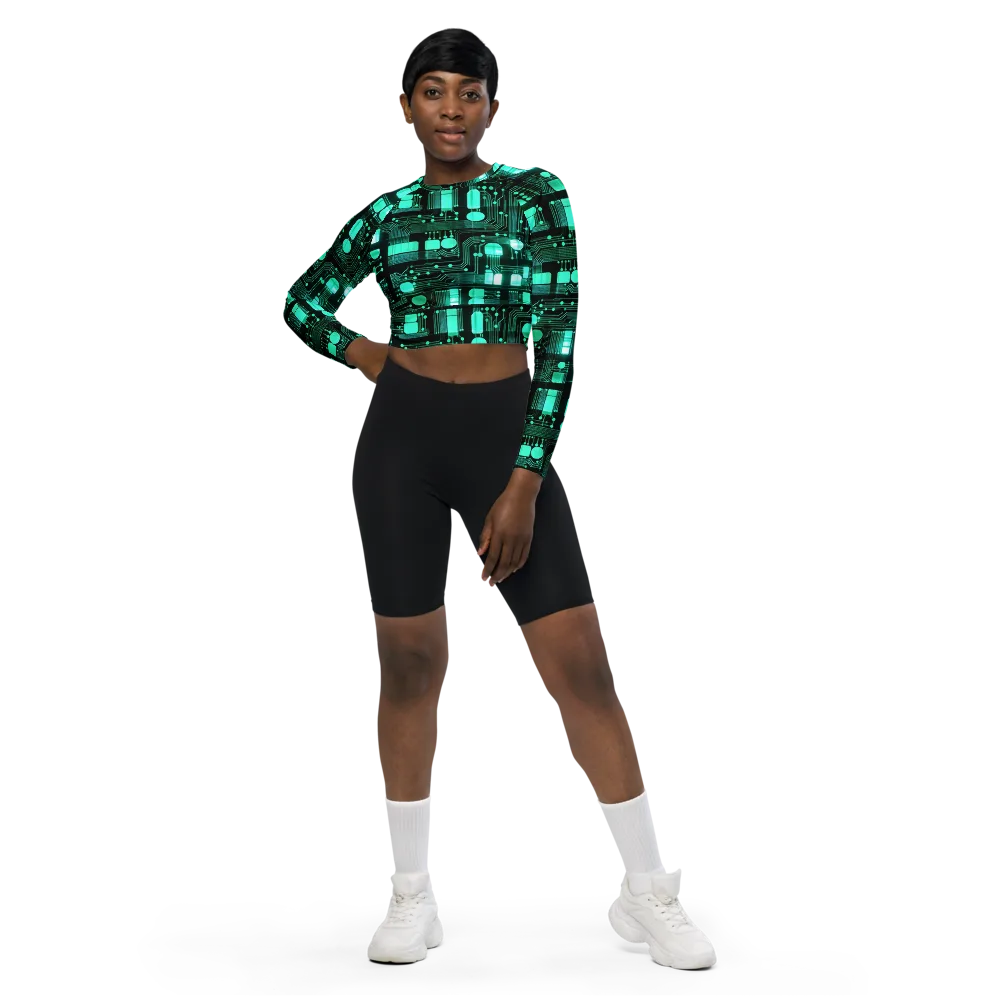 Silicon Bloom on Long Sleeve Crop Top — Front