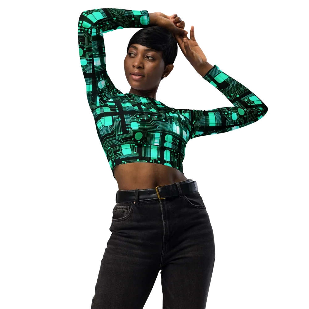 Silicon Bloom on Long Sleeve Crop Top — Front