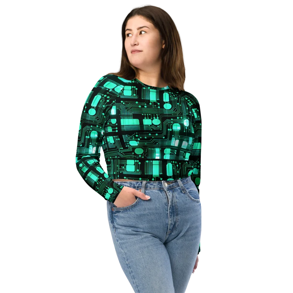 Silicon Bloom on Long Sleeve Crop Top — Front