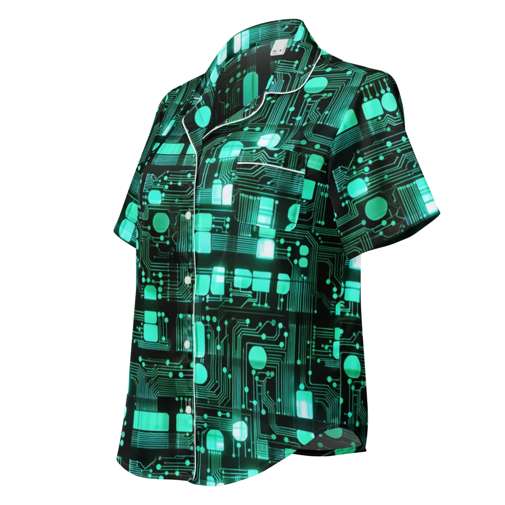 Silicon Bloom on Women's Short Sleeve Pajama Top — Left Front