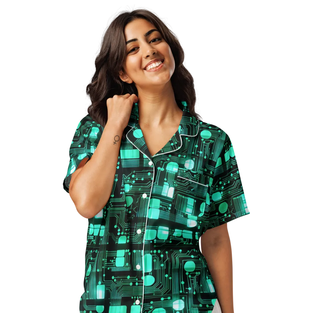 Silicon Bloom on Women's Short Sleeve Pajama Top — Front