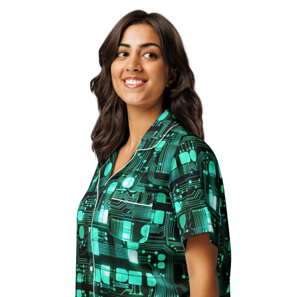 Silicon Bloom on Women's Short Sleeve Pajama Top — Left Front