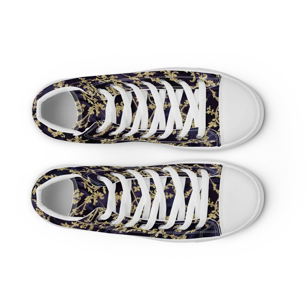 Velvet Versailles on Men's High Top Canvas Shoes — Front