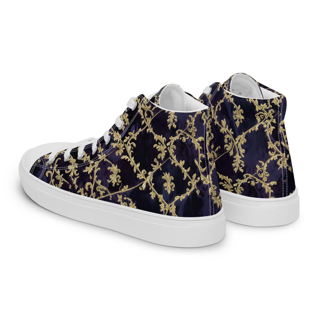 Velvet Versailles on Men's High Top Canvas Shoes — Left Back