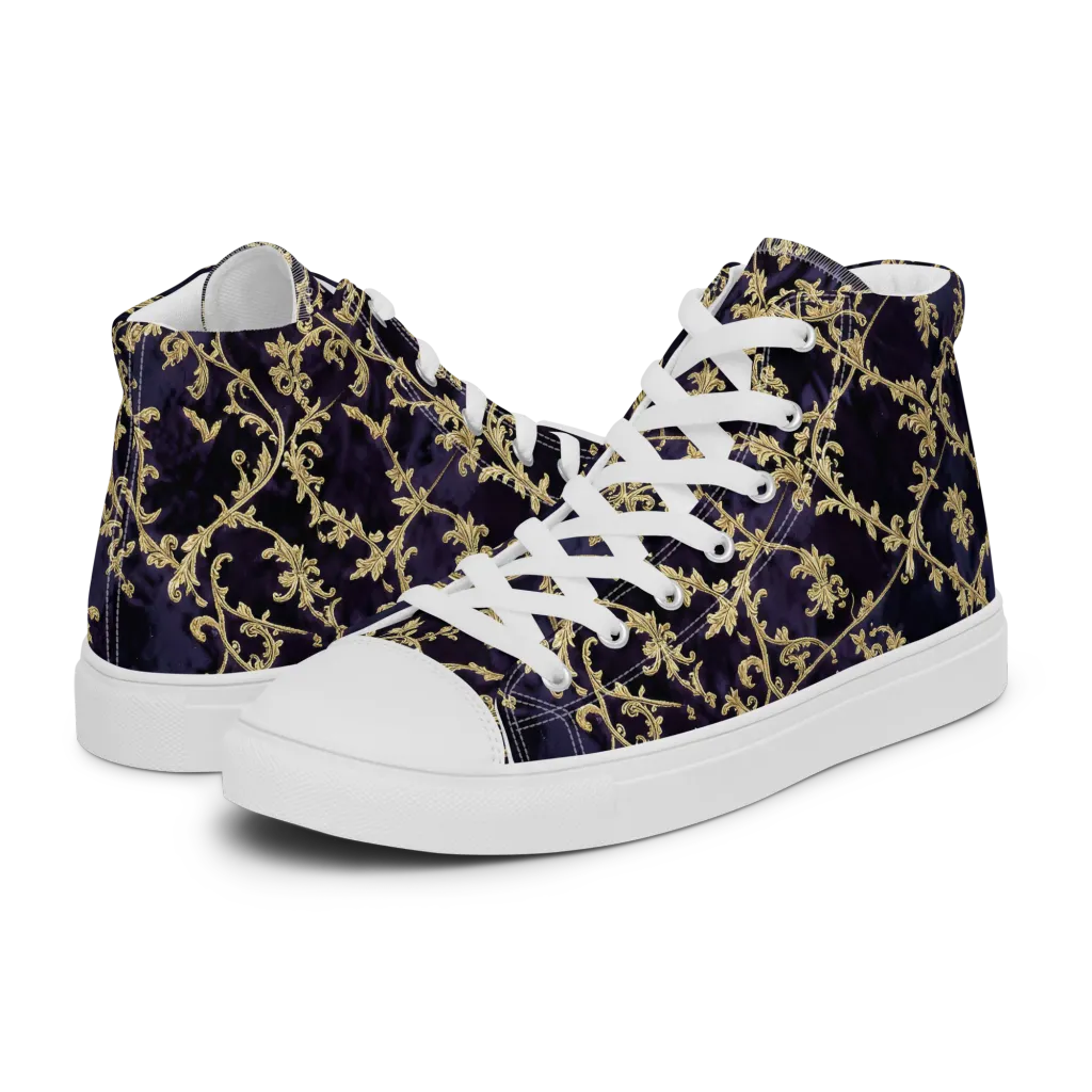 Velvet Versailles on Men's High Top Canvas Shoes — Left