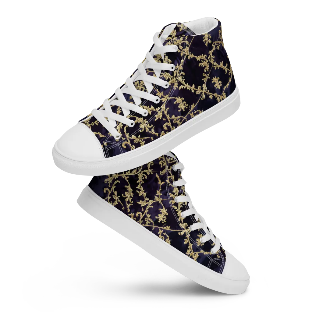 Velvet Versailles on Men's High Top Canvas Shoes — Front