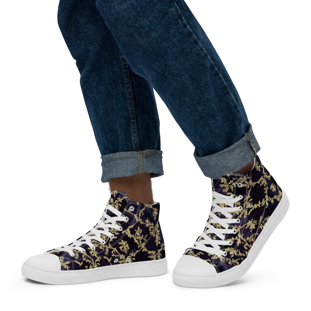 Velvet Versailles on Men's High Top Canvas Shoes — Left