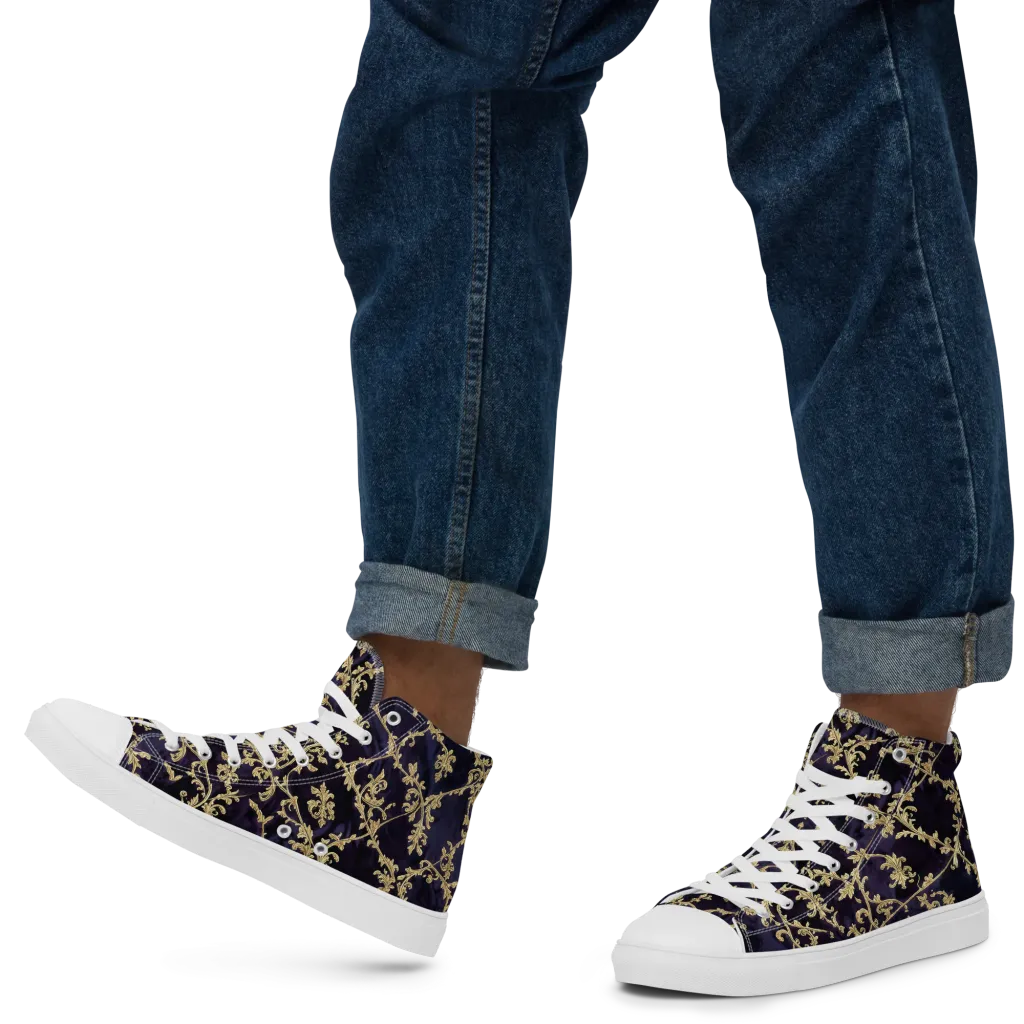 Velvet Versailles on Men's High Top Canvas Shoes — Left