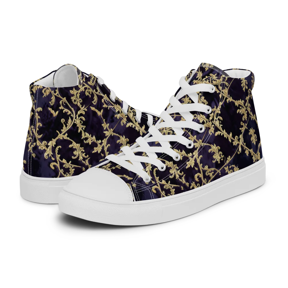 Velvet Versailles on Women's High Top Canvas Shoes — Left