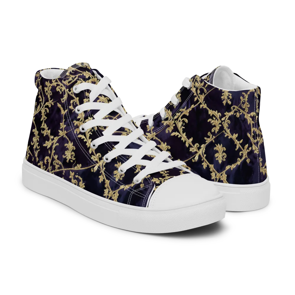Velvet Versailles on Women's High Top Canvas Shoes — Right