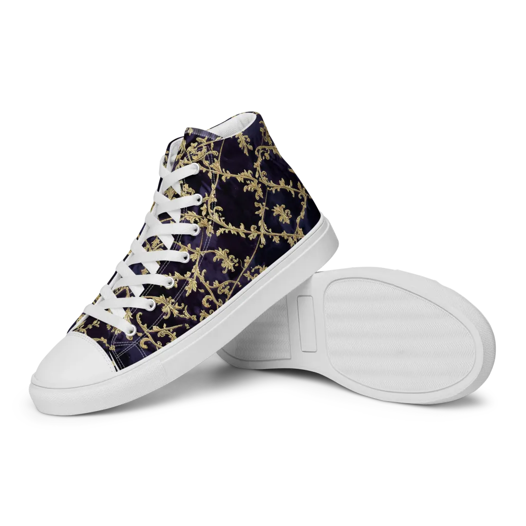 Velvet Versailles on Women's High Top Canvas Shoes — Left
