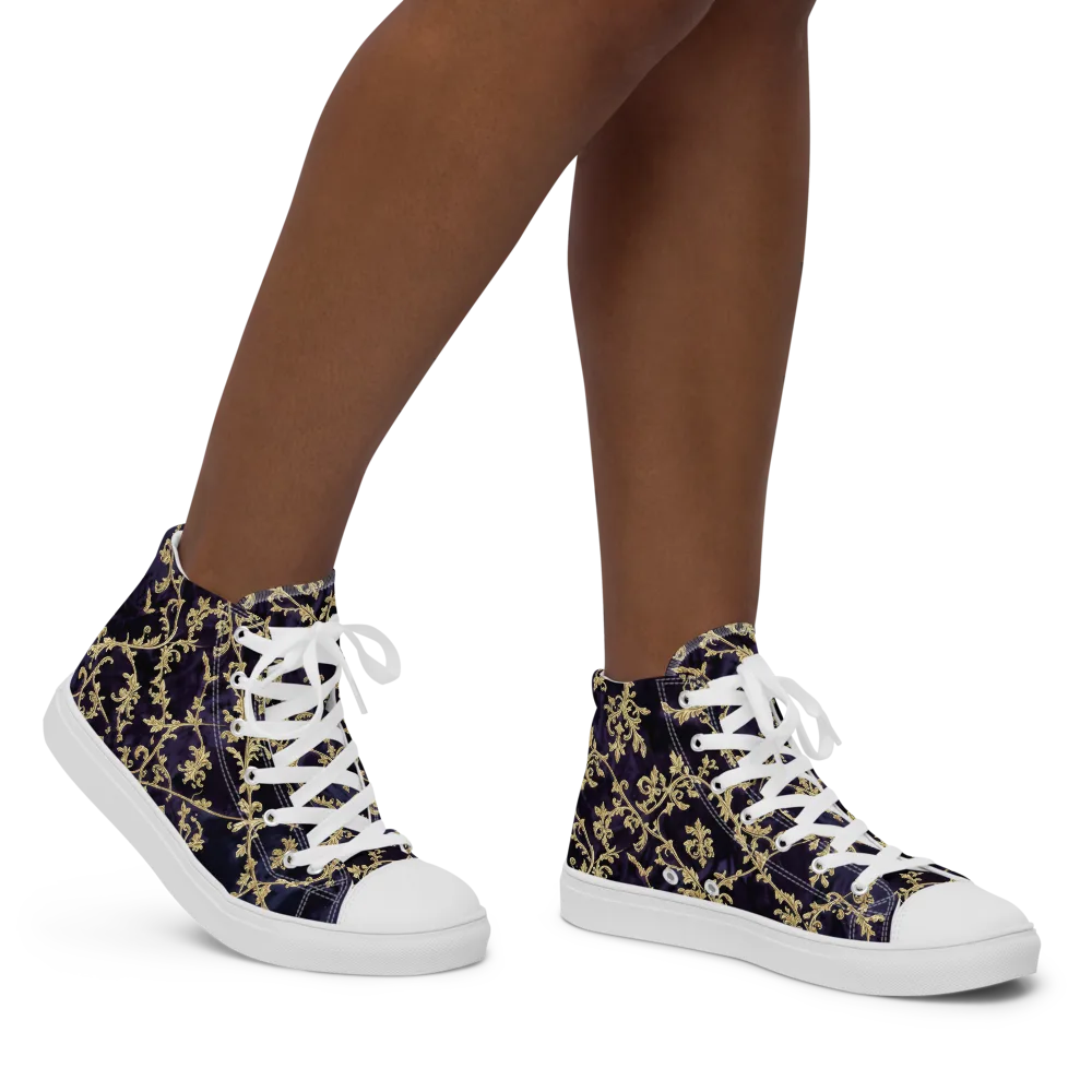 Velvet Versailles on Women's High Top Canvas Shoes — Right